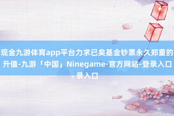 现金九游体育app平台力求已矣基金钞票永久郑重的升值-九游「中国」Ninegame·官方网站-登录入口