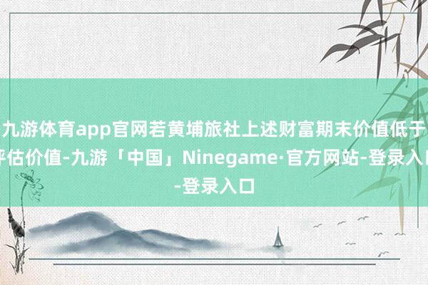 九游体育app官网若黄埔旅社上述财富期末价值低于评估价值-九游「中国」Ninegame·官方网站-登录入口